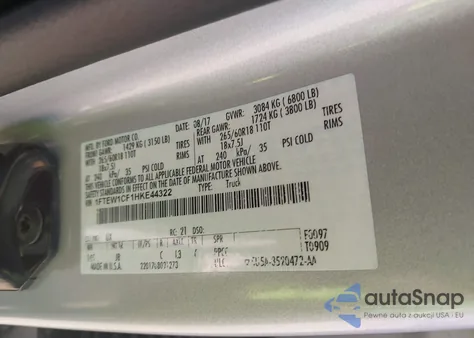 2017 Ford F-150 King Ranch/Lariat/Platinum/Xl/Xlt from USA, damaged, VIN 1FTEW1CF1HKE44322